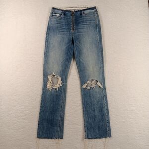 Mother Jeans Womens 26 Blue Denim Dazzler XYZ Double Fray Helter Skelter